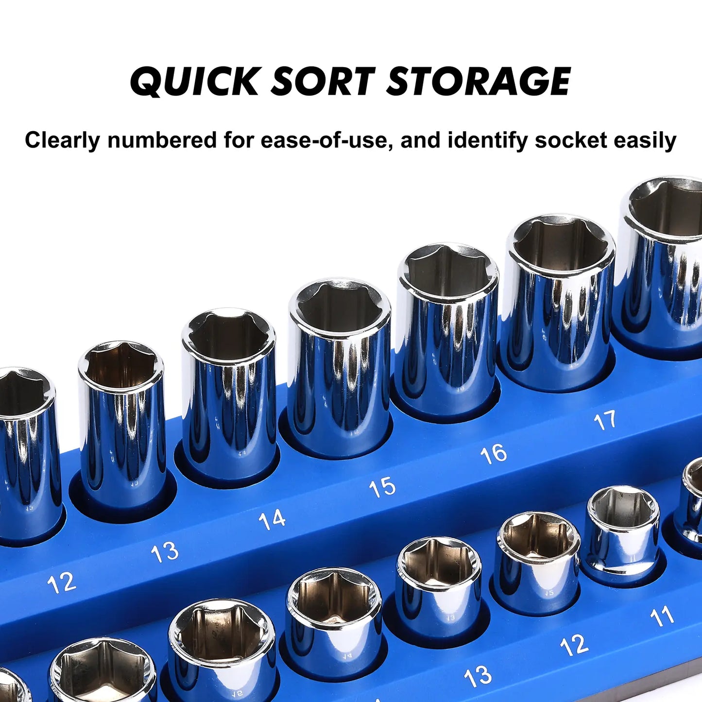 Magnetic Socket Organizer, 6 Piece Socket Holder Kit, 1/2-inch, 3/8-inch, 1/4-inch Drive, Holds 143 SAE&Metric Sockets, Red & Blue, Professional Quality Tools Organizer Hardware Heavy Duty #TikTokShopBacktoSchool