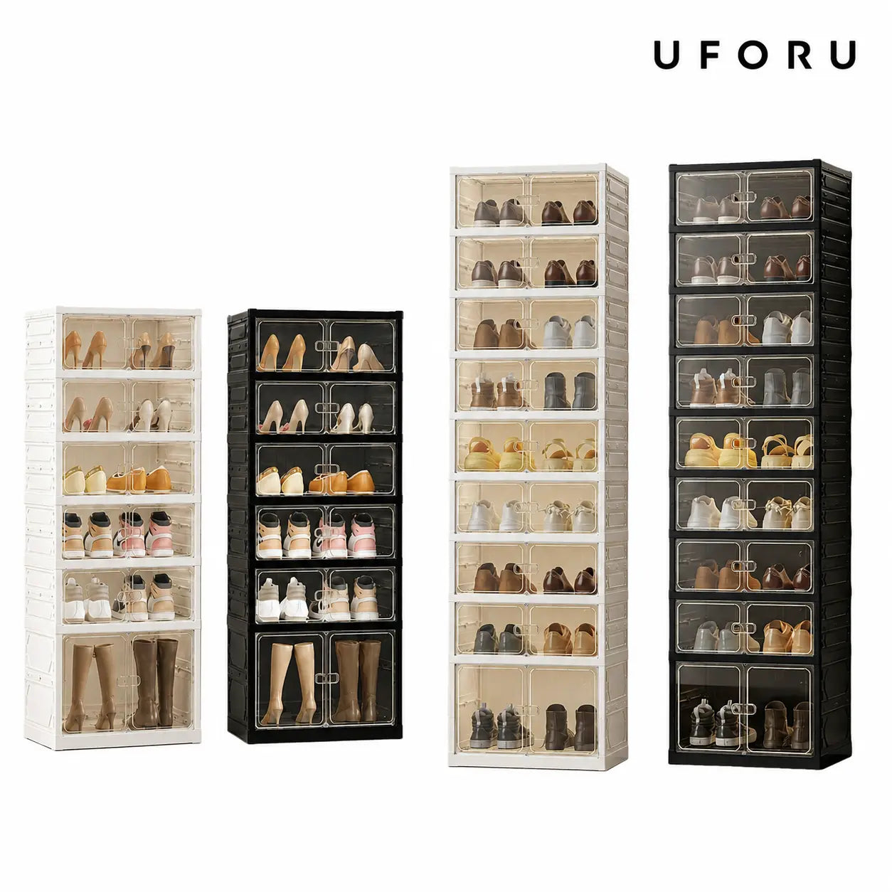 9-Tier Folding Shoe Storage Cabinet with Magnetic Transparent Doors, 18-Pair Capacity