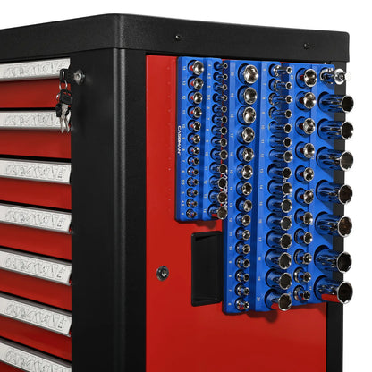 Magnetic Socket Organizer, 6 Piece Socket Holder Kit, 1/2-inch, 3/8-inch, 1/4-inch Drive, Holds 143 SAE&Metric Sockets, Red & Blue, Professional Quality Tools Organizer Hardware Heavy Duty #TikTokShopBacktoSchool