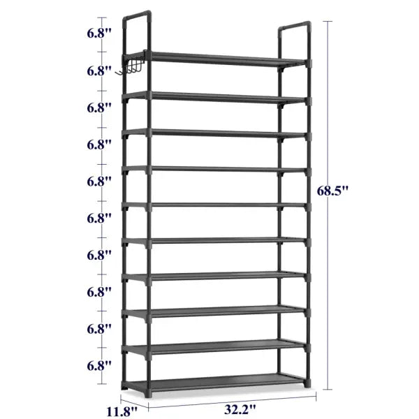 10-Tier Shoe Rack with Cover, Vertical Shelf