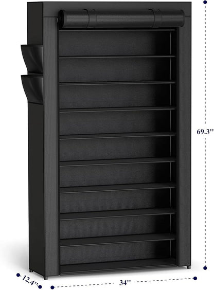 10-Tier Shoe Rack with Cover, Vertical Shelf