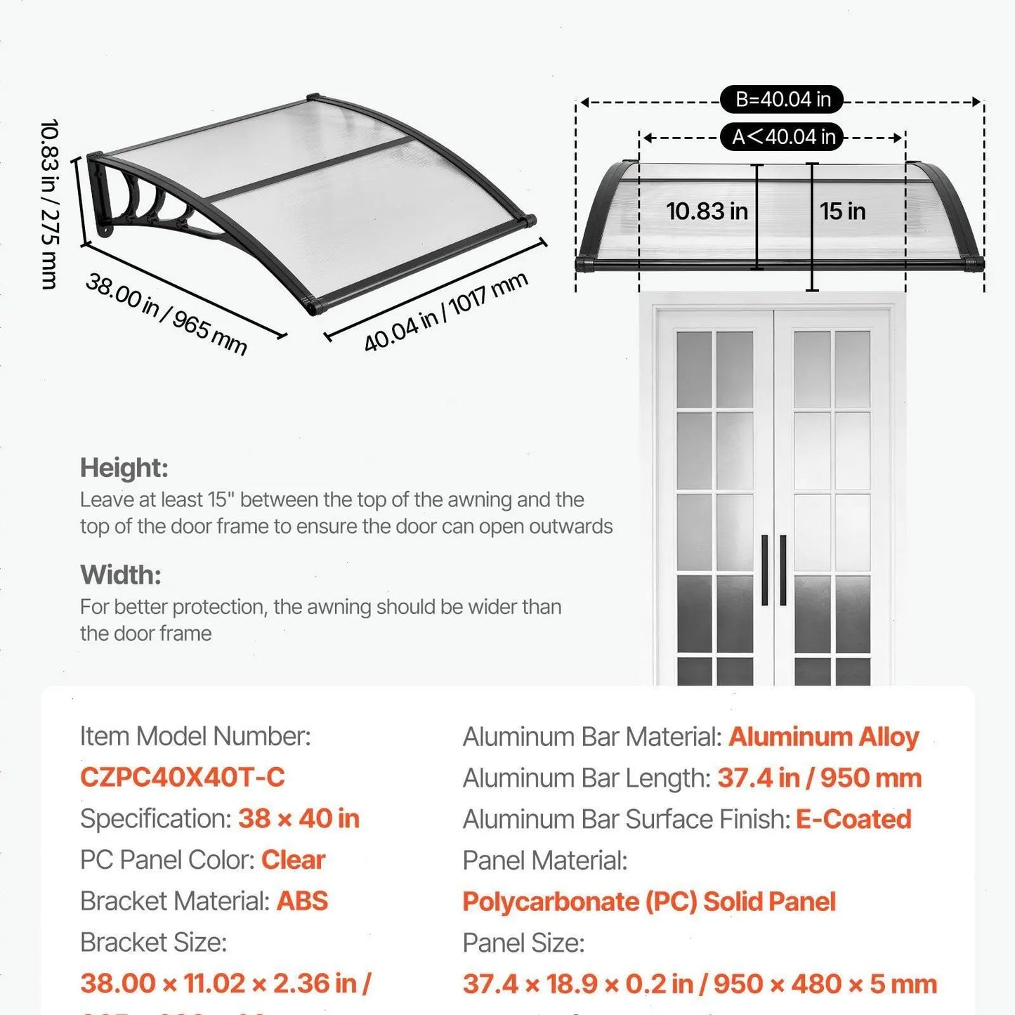 Awnings for Door Entrance,Exterior Front DoorWindow Awnings with Drainage