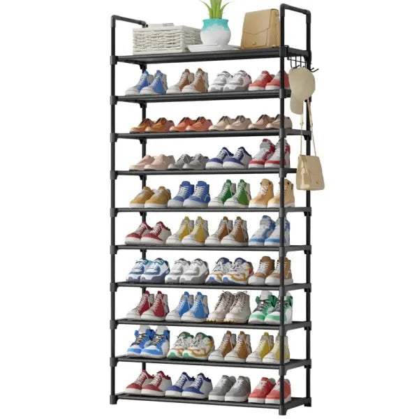 10-Tier Shoe Rack with Cover, Vertical Shelf